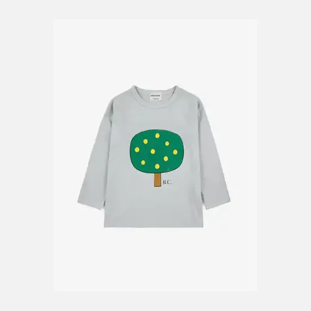 Bobo Choses Green Tree Long Sleeve T-shirt Light Grey